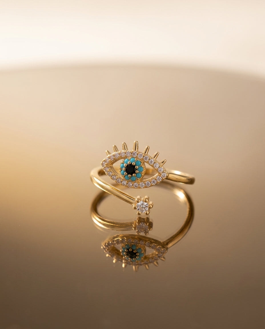 Celestial Eye Ring, 18k PVD Gold