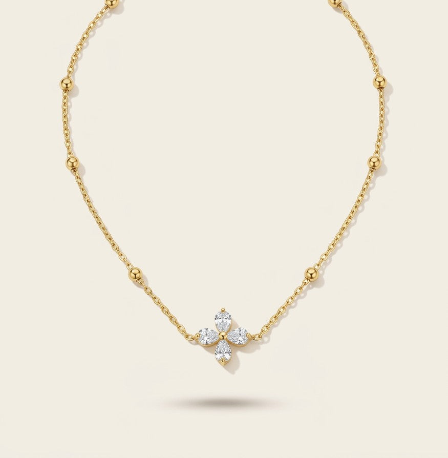 Petite Bloom Necklace, 18K PVD Gold