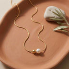 Duo Sphere Necklace, 18K PVD Gold