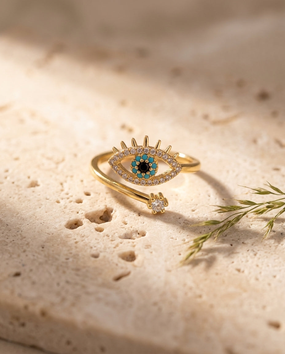 Celestial Eye Ring, 18k PVD Gold
