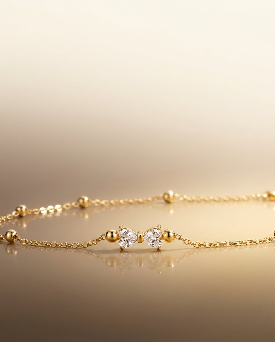 Little Bow Necklace, 18K PVD Gold