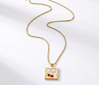 Cherry Stamp Necklace, 18K PVD Gold