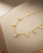 Charm Station Necklace, 18K PVD Gold
