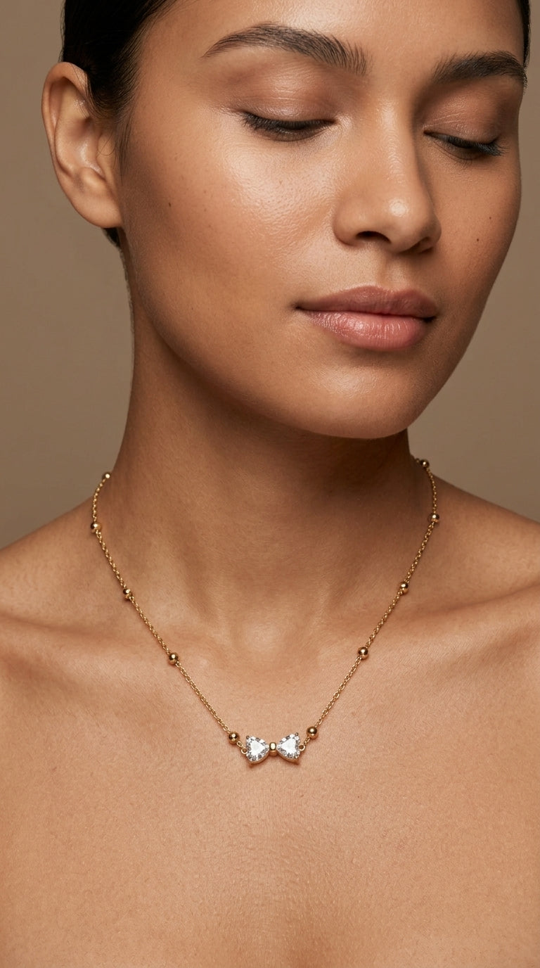 Little Bow Necklace, 18K PVD Gold