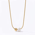 Duo Sphere Necklace, 18K PVD Gold