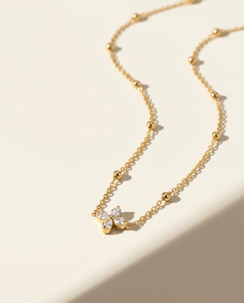Petite Bloom Necklace, 18K PVD Gold