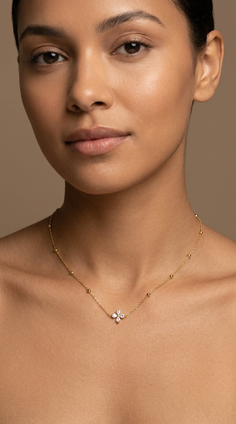 Petite Bloom Necklace, 18K PVD Gold