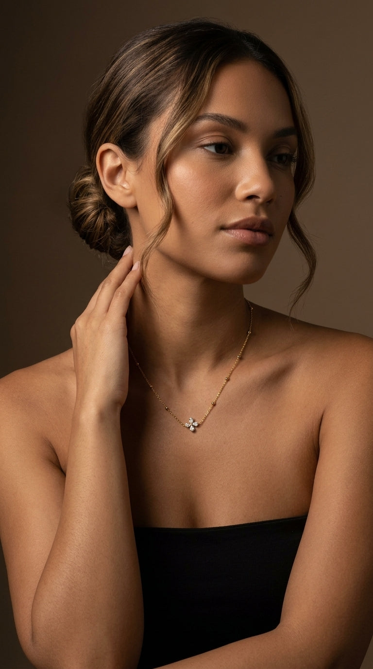 Petite Bloom Necklace, 18K PVD Gold