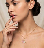 Moon & Butterfly Necklace, 18K PVD Gold