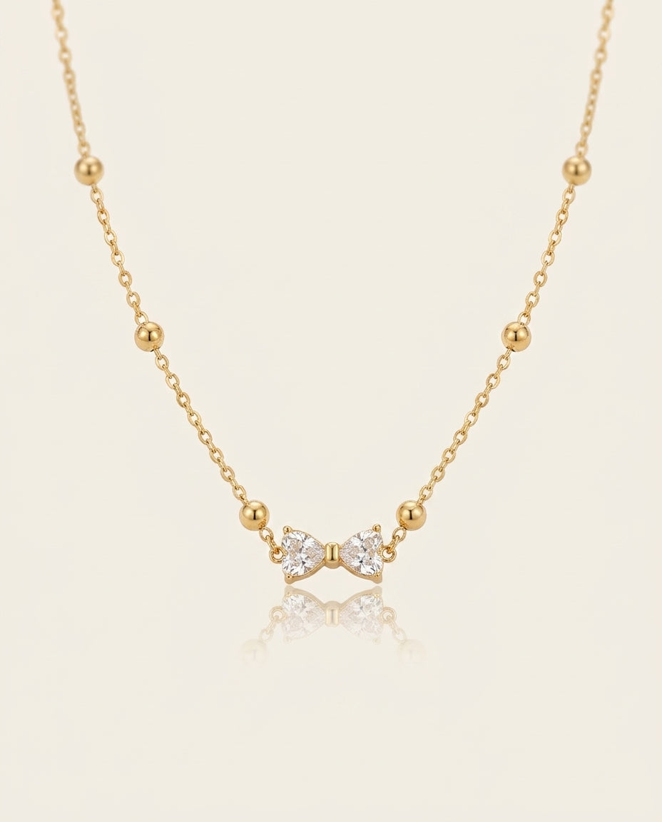 Little Bow Necklace, 18K PVD Gold