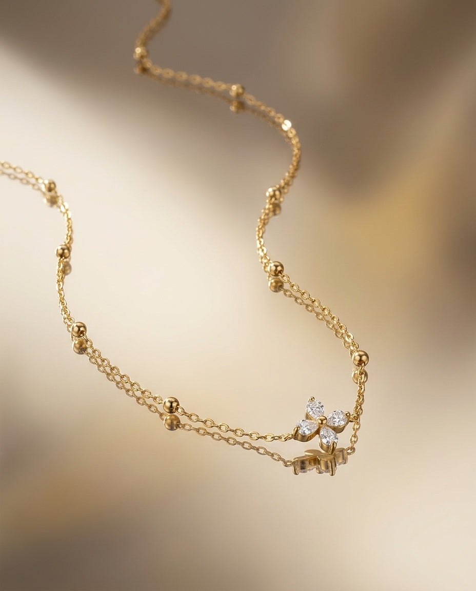 Petite Bloom Necklace, 18K PVD Gold
