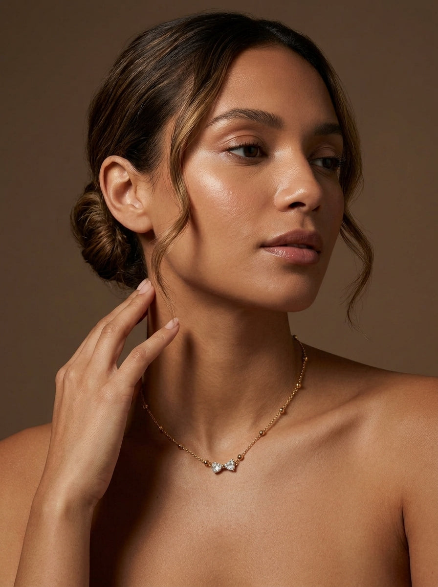 Little Bow Necklace, 18K PVD Gold