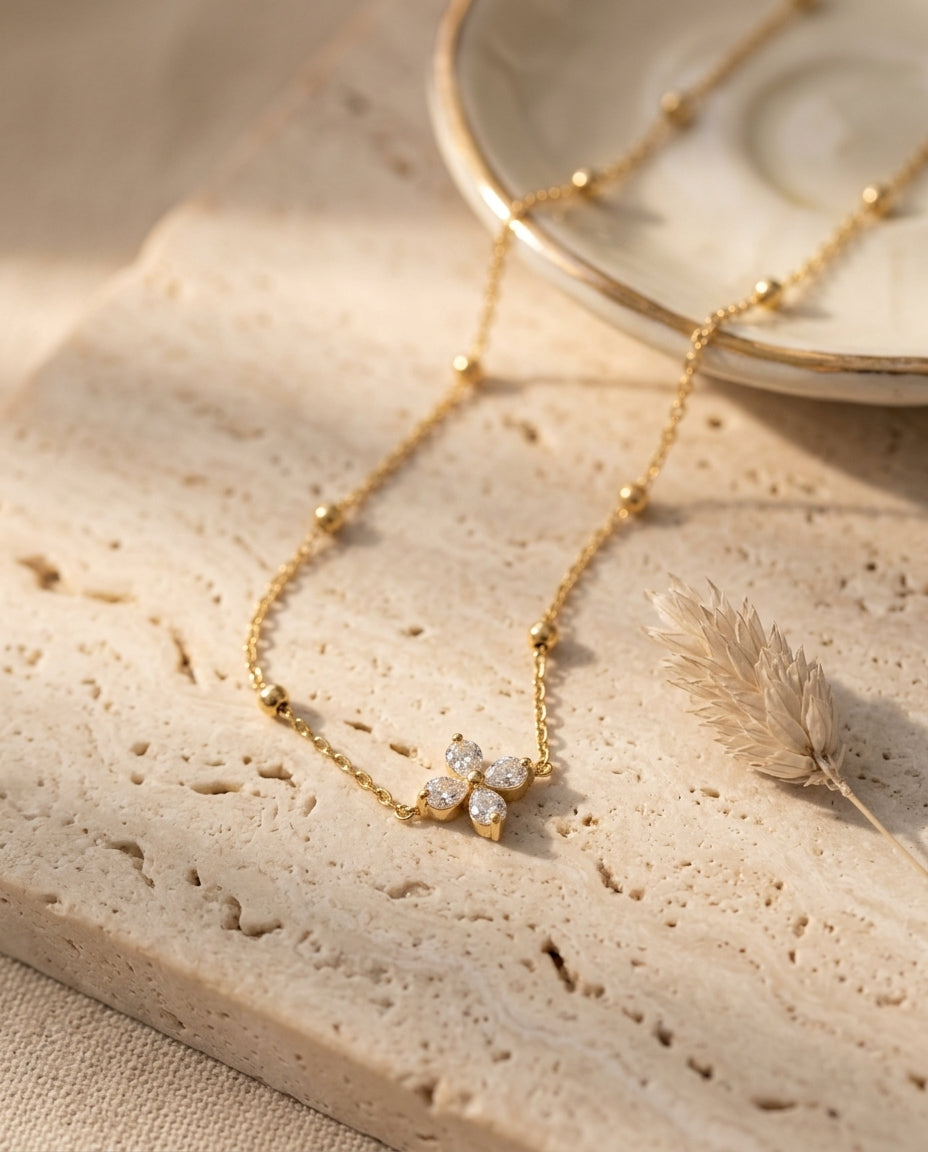 Petite Bloom Necklace, 18K PVD Gold