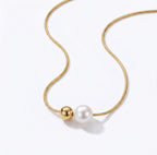 Duo Sphere Necklace, 18K PVD Gold