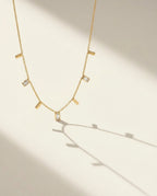 Charm Station Necklace, 18K PVD Gold